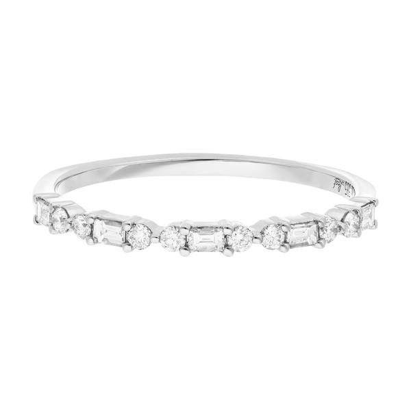Leaf Jewelry Ring mit Baguette Diamanten, 14K Weißgold Riesige Ersparnisse