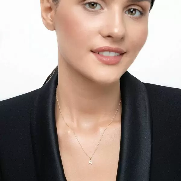 Leaf Jewelry Buchstabenketten, 14 K Gelbgold mit Diamanten VIP-Rabatte