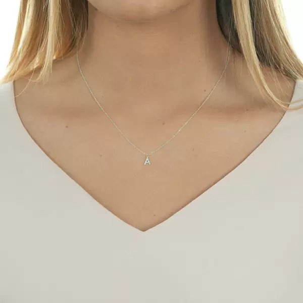 Leaf Jewelry Buchstabenketten, 14 K Weißgold mit Diamanten Tiefpreis