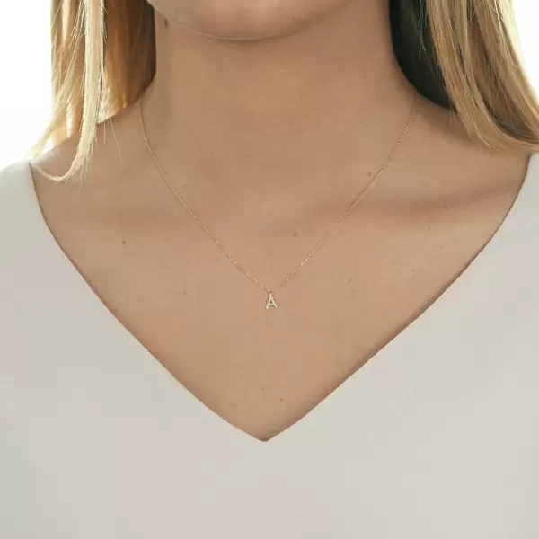 Leaf Jewelry Buchstabenketten, 14 K Rosegold mit Diamanten Super Sparpreis