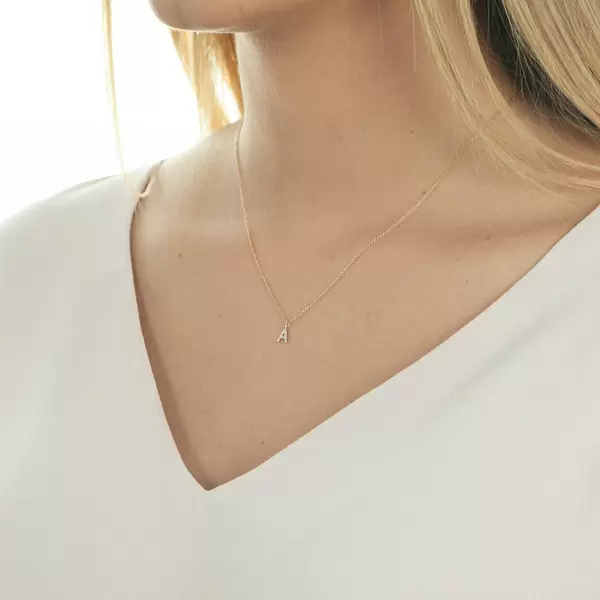 Leaf Jewelry Buchstabenketten, 14 K Rosegold mit Diamanten Super Sparpreis