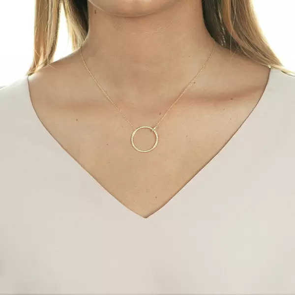 Leaf Jewelry Halskette Circle Groß mit Diamanten, 18 K Gelbgold Begrenzte Freigabe