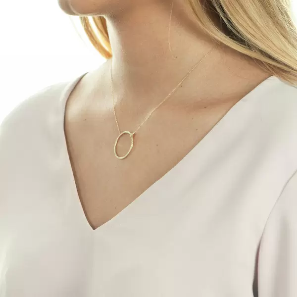 Leaf Jewelry Halskette Circle Groß mit Diamanten, 18 K Gelbgold Begrenzte Freigabe