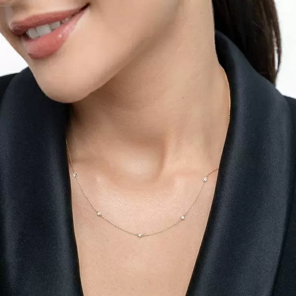 Leaf Jewelry Halskette Pure Quintruple Diamant, 18K Gelbgold Letzte 3 Tage