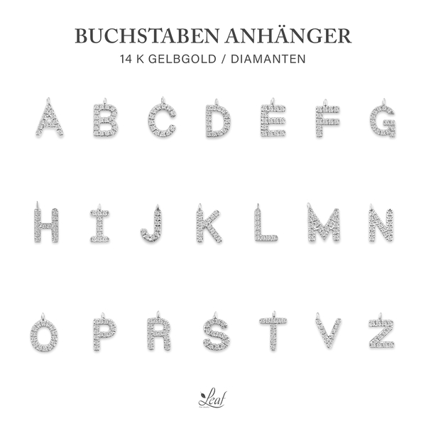 Leaf Jewelry Glücksarmband mit Letter Charm, 14 K Weißgold mit Diamanten Bis zu 50% Rabatt