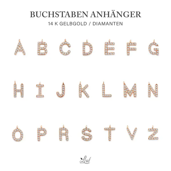 Leaf Jewelry Glücksarmband mit Letter Charm, 14 K Rosegold mit Diamanten Bis zu 60% Rabatt