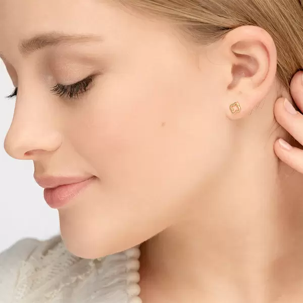 Leaf Jewelry Ohrstecker Clover, 14 K Gelbgold Bis zu 65% Rabatt