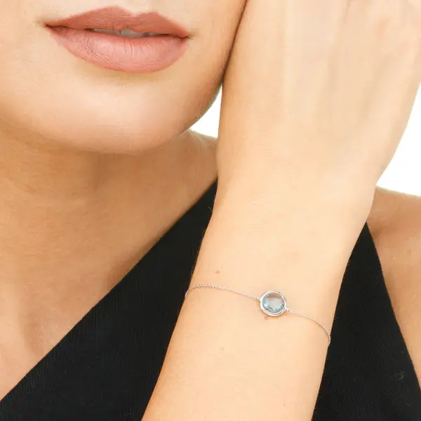 Leaf Jewelry Armkette Blue Topaz, 14 K Weissgold Nur für heute