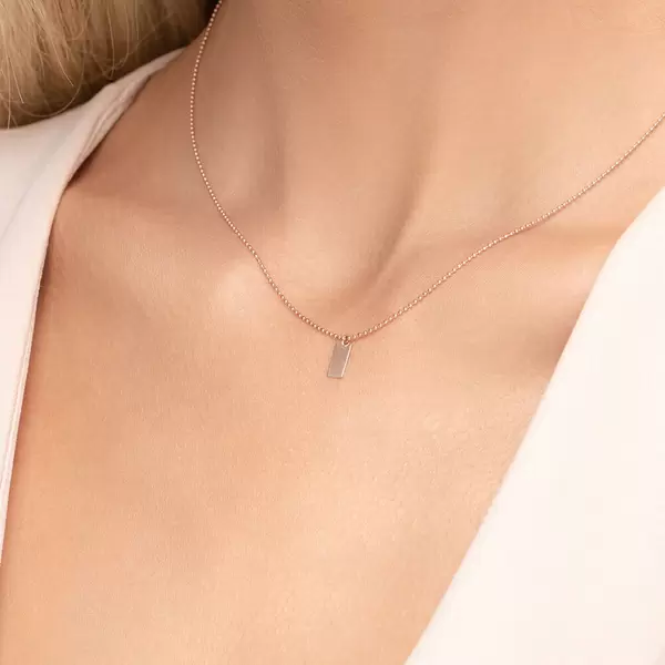 Leaf Jewelry Halskette Tiny Dog Tag, 14 K Rosegold Vierteljährliche Förderung