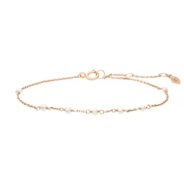 Leaf Jewelry Armkette White Pearls, 14 K Rosegold Super Rabatt