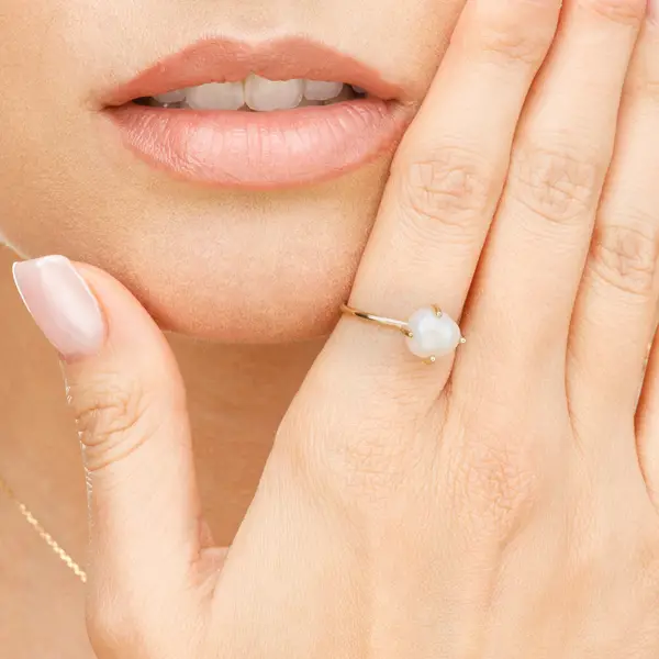 Leaf Jewelry Ring Barock Pearl, 14K Gelbgold Riesige Rabatte