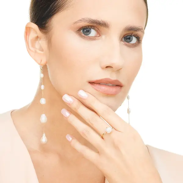 Leaf Jewelry Ring Barock Pearl, 14K Gelbgold Riesige Rabatte