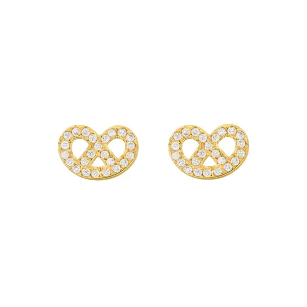 Leaf Jewelry Ohrstecker Brezn mit Zirkonia, 18 K Gelbgold vergoldet 50% Rabatt mit kostenlosem Versand