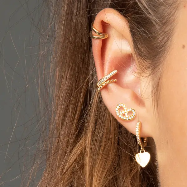 Leaf Jewelry Ohrstecker Brezn mit Zirkonia, 18 K Gelbgold vergoldet 50% Rabatt mit kostenlosem Versand