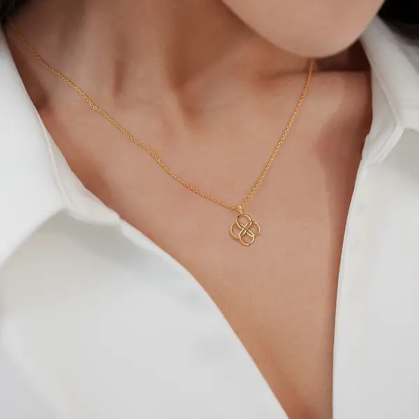Leaf Jewelry Halskette Clover Charm, 18 K Gelbgold vergoldet Clearance-Verkauf