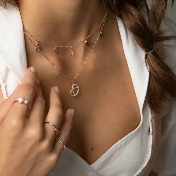 Leaf Jewelry Halskette Brezn Charm, 18 K Gelbgold vergoldet Fabrikladen