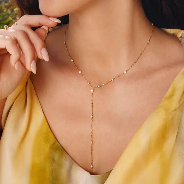 Leaf Jewelry Y-Halskette Flying Pearls, 18 K Gelbgold vergoldet Online