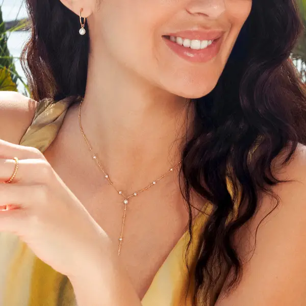Leaf Jewelry Y-Halskette Flying Pearls, 18 K Gelbgold vergoldet Online