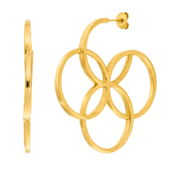 Leaf Jewelry Creolen Clover Charm, groß, 18 K Gelbgold vergoldet Auslauf