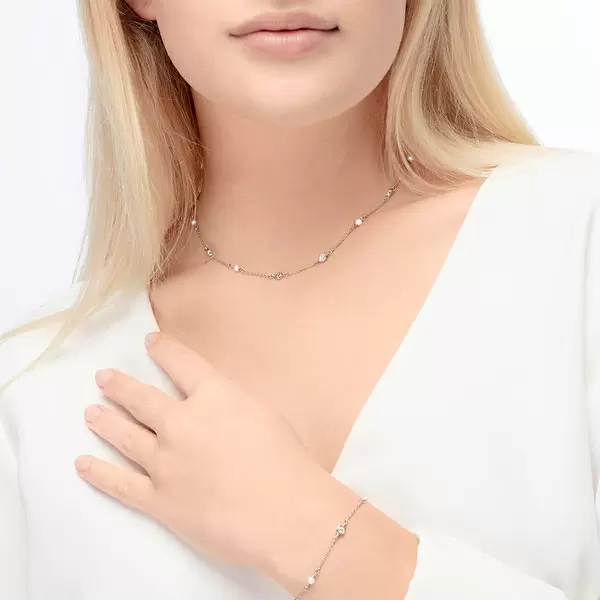 Leaf Jewelry Halskette Pure mit Süßwasserzuchtperlen, 18 K Gelbgold vergoldet Fabrikverkauf