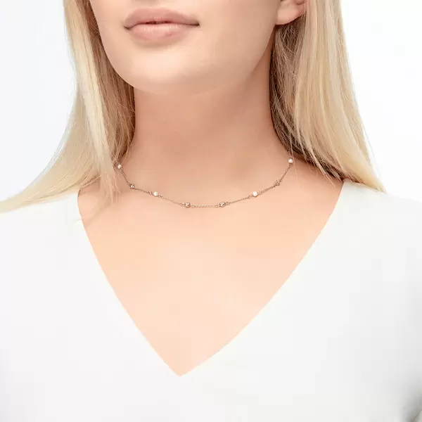 Leaf Jewelry Halskette Pure mit Süßwasserzuchtperlen, 18 K Gelbgold vergoldet Fabrikverkauf