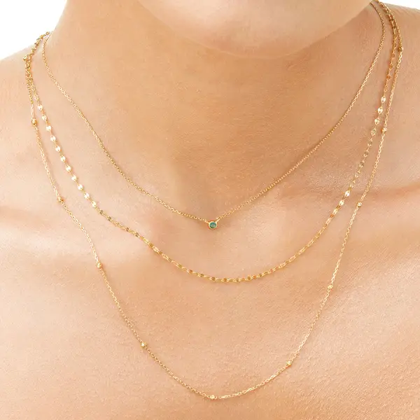 Leaf Jewelry Halskette Smaragd, 14K Weißgold Sonderangebot