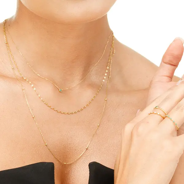 Leaf Jewelry Halskette Smaragd, 14K Weißgold Sonderangebot