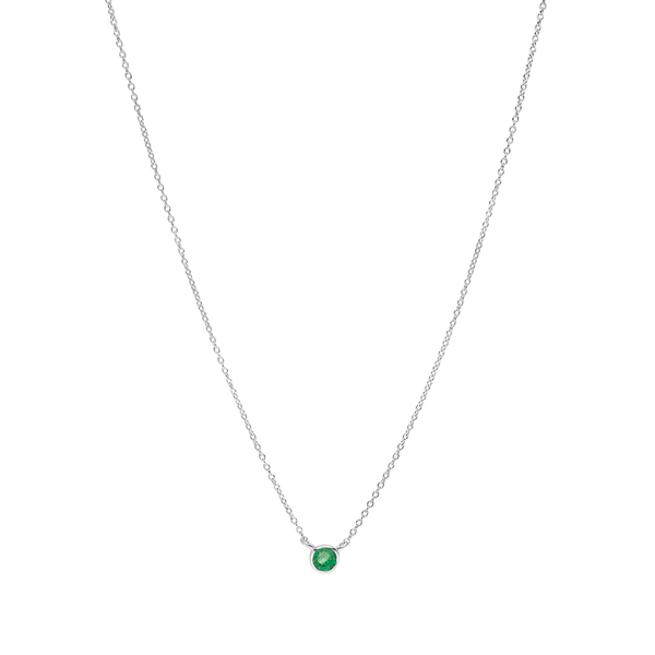 Leaf Jewelry Halskette Smaragd, 14K Weißgold Sonderangebot