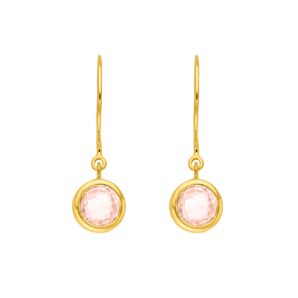 Leaf Jewelry Ohrhänger Solitär, Rosenquarz, 18 K Gelbgold vergoldet Günstig kaufen