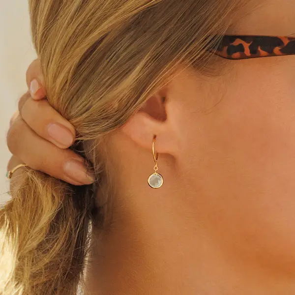Leaf Jewelry Ohrhänger Solitär, Rosenquarz, 18 K Gelbgold vergoldet Günstig kaufen