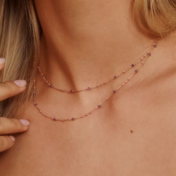 Leaf Jewelry Halskette Flying Gems, Amethyst, 90cm, 925 Sterlingsilber Versandkostenfrei