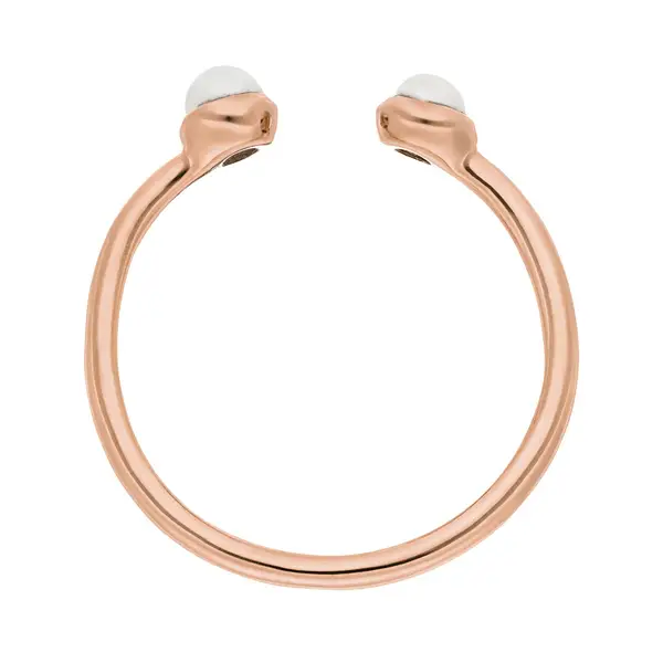 Leaf Jewelry Silber Open Ring, Perle, Rosegold Flash Sale