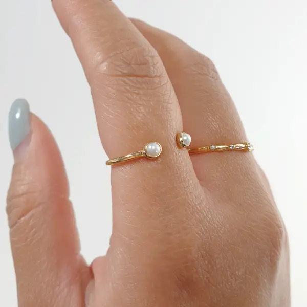 Leaf Jewelry Silber Open Ring, Perle, Rosegold Flash Sale
