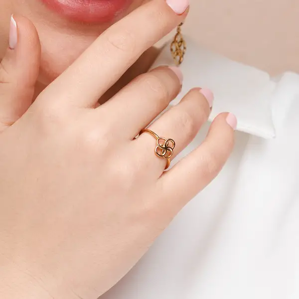 Leaf Jewelry Ring Clover Charm, 925 Sterlingsilber Saisonschlussverkauf