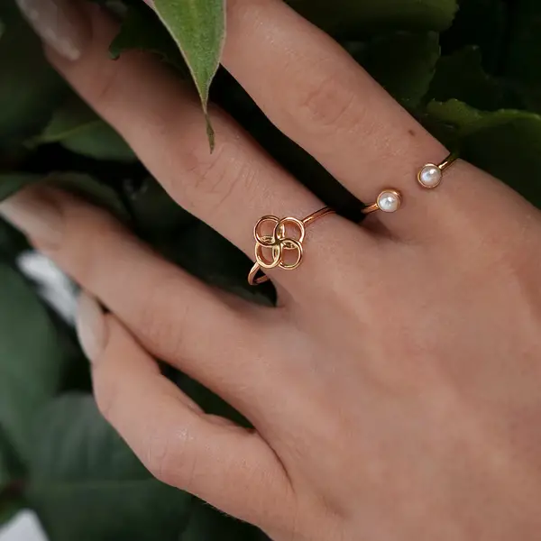 Leaf Jewelry Ring Clover Charm, 925 Sterlingsilber Saisonschlussverkauf