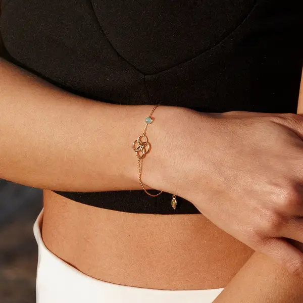 Leaf Jewelry Armkette Clover Charm, Aqua Chalzedon, 925 Sterlingsilber Weihnachtsangebot