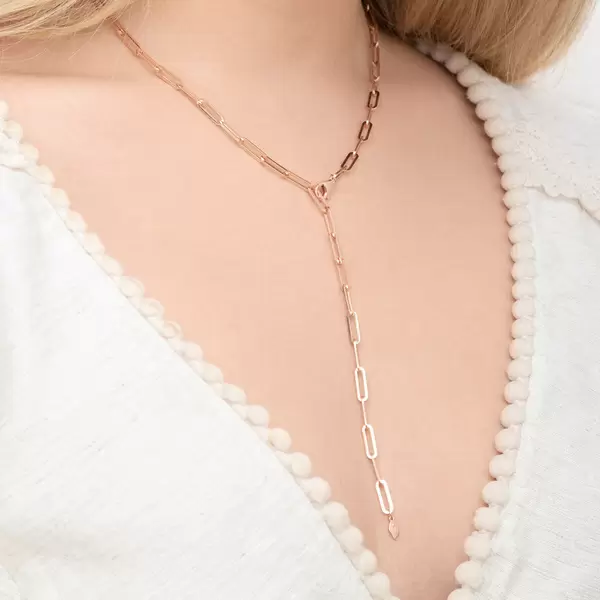 Leaf Jewelry Y-Halskette Square, 52cm, 18 K Rosegold vergoldet Top Angebot
