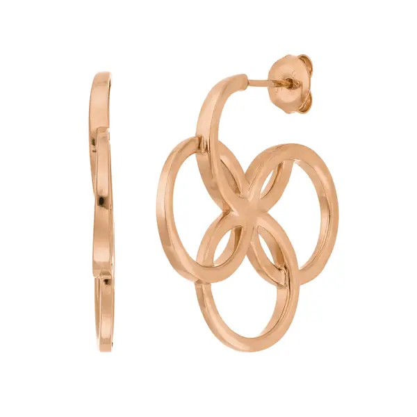 Leaf Jewelry Creolen Clover Charm, klein, 18 K Rosegold vergoldet Online Outlet