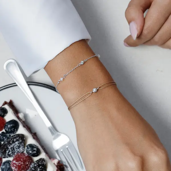 Leaf Jewelry Armkette Pure mit Süßwasserzuchtperlen, 925 Sterlingsilber VIP-Rabatte