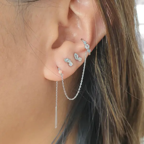 Leaf Jewelry Earcandy, Mondstein/Blauer Topaz, 925 Sterlingsilber Tiefpreis