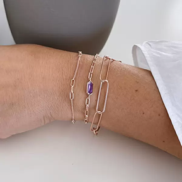 Leaf Jewelry Silber Armkette, BIG SQUARE, Rosegold Kostenlose Rückgabe