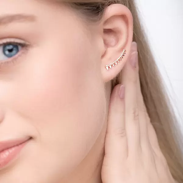 Leaf Jewelry Earclimber Memory II, 18 K Rosegold vergoldet Riesige Rabatte