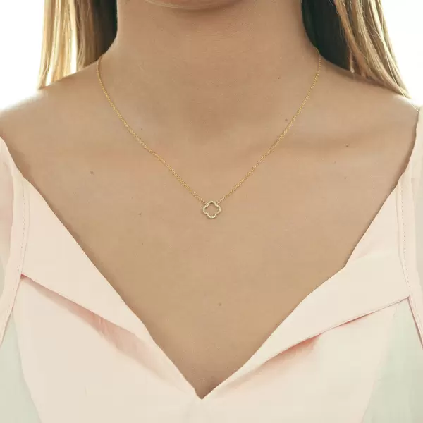 Leaf Jewelry Halskette Clover mit Diamanten, 18 K Gelbgold Meist gekauft