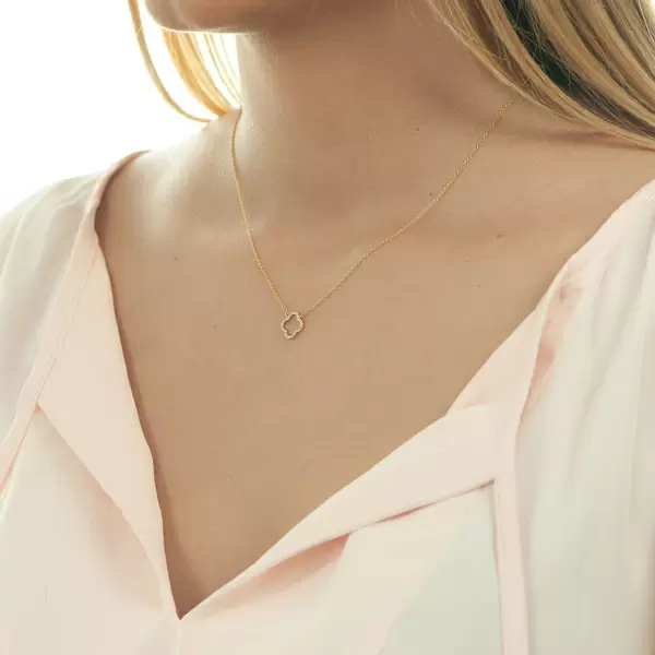 Leaf Jewelry Halskette Clover mit Diamanten, 18 K Gelbgold Meist gekauft