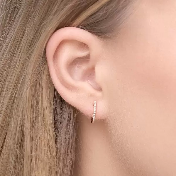 Leaf Jewelry Creole Circle XS mit Diamanten, 12mm, 18 Rosegold Kostenloser Versand