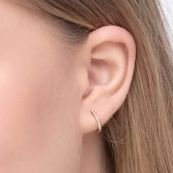 Leaf Jewelry Creole Circle XS mit Diamanten, 12mm, 18 Rosegold Kostenloser Versand