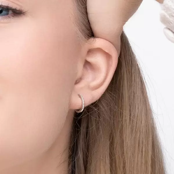 Leaf Jewelry Creole Circle XS mit Diamanten, 12mm, 18 Rosegold Kostenloser Versand