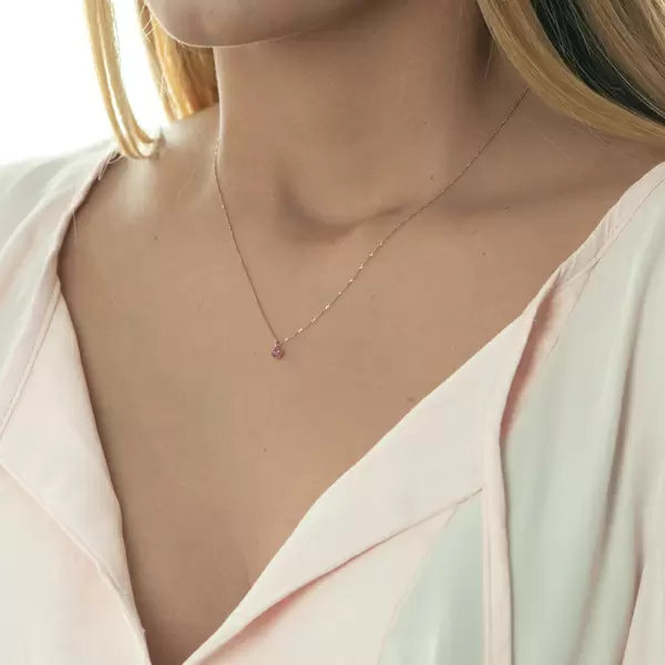 Leaf Jewelry Halskette Cabochon, Rubin, 14 K Roségold Fabrik Onlineshop