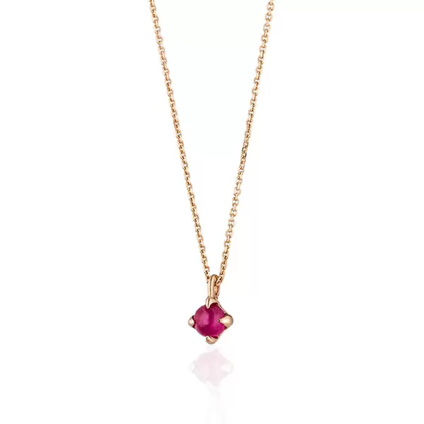 Leaf Jewelry Halskette Cabochon, Rubin, 14 K Roségold Fabrik Onlineshop