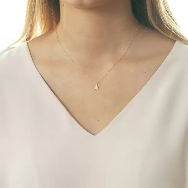 Leaf Jewelry Halskette Stern mit Diamanten, 18 K Roségold Versandkostenfrei